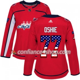 Adidas Maillot de Hockey Washington Capitals T.J. Oshie 77 2017-2018 Rouge USA Flag Fashion Authentic - Femme